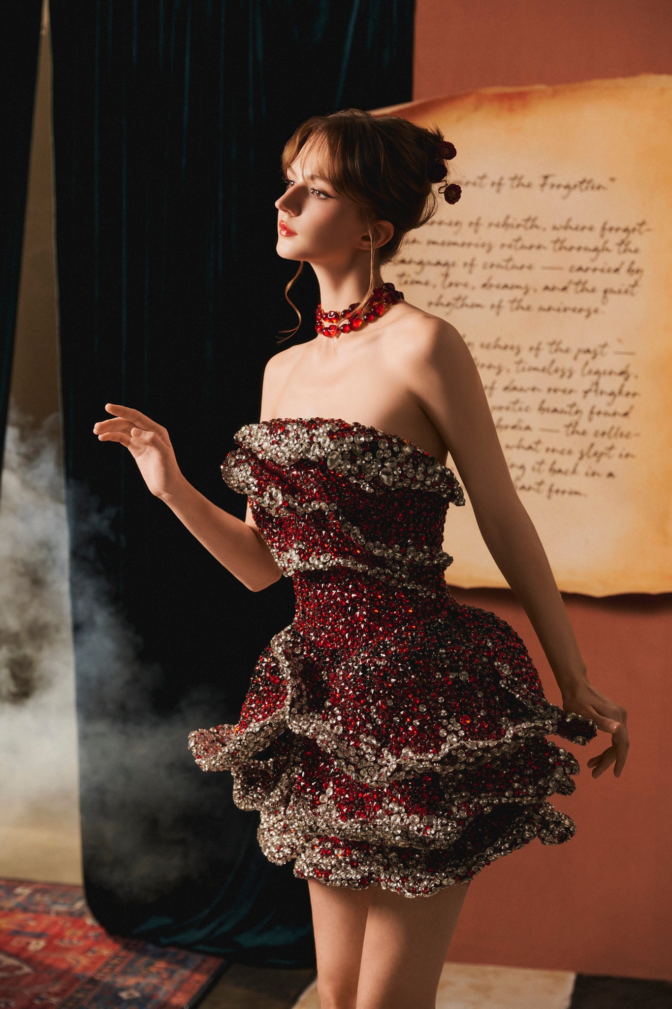 neon rose celestial dress Neon Rose Plus midi long sleeve tea dress in celestial & star mix