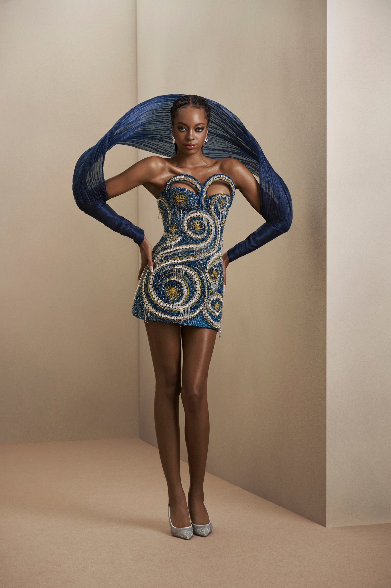 LOOK 3: Celestial Waves Mini Dress