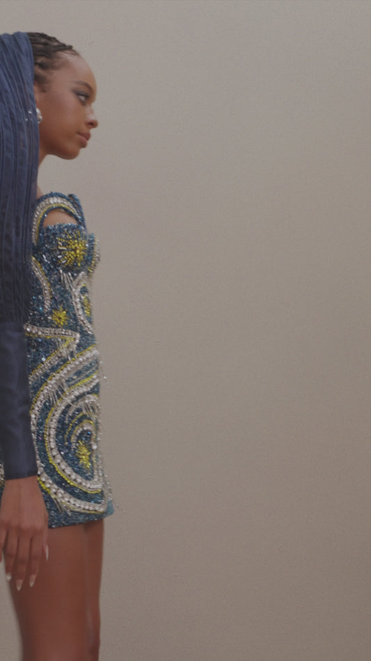 LOOK 3: Celestial Waves Mini Dress